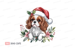 Festive dog wearing santa hat surrounded by flowers Product Image 1