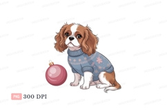 Adorable dog wearing festive sweater with ornament Product Image 1