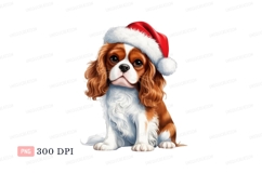 Adorable Cavalier King Charles Spaniel wearing Santa hat Product Image 1