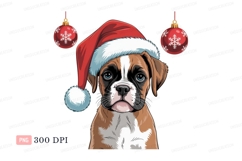 Boxer dog wearing santa hat puppy christmas Product Image 1