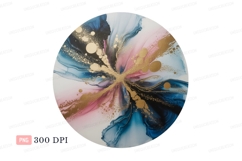 Swirling ink bloom gold accents abstract blue Product Image 1