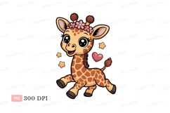 Adorable giraffe adorned with flowers and hearts cute Product Image 1