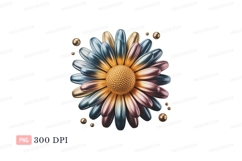 Metallic flower golden center blue pink petals image Product Image 1