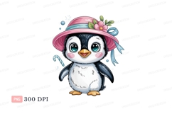 Cute penguin wearing pink hat animal bird Product Image 1
