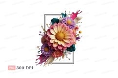 Vibrant floral arrangement with paint splashes flowers Product Image 1