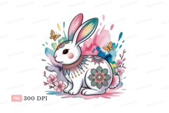 Decorated rabbit with butterflies and flowers butterfly Product Image 1