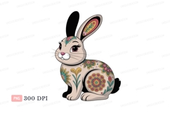 Decorated rabbit with floral patterns bunny decorative Product Image 1