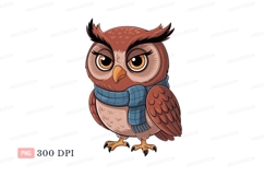 Brown owl wearing blue scarf bird Product Image 1