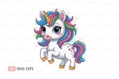 Cute unicorn with rainbow mane fantasy magical Product Image 1
