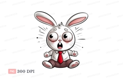 Terrified Rabbit In Shirt And Tie white brown Product Image 1