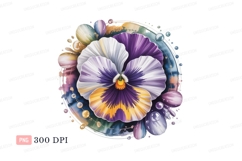 Purple white yellow pansy floral watercolor flower Product Image 1