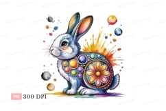 Colorful bunny with floral design rabbit mandala Product Image 1