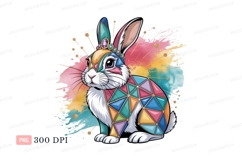 Colorful geometric bunny wearing crown rabbit Product Image 1