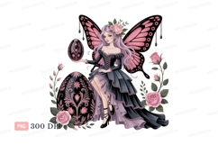 Fairy holding ornate egg with roses butterfly wings Product Image 1