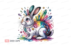 White rabbit adorned with colorful crystals bunny Product Image 1