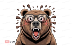 Brown bear with glasses screaming eyes Product Image 1