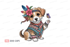 Adorable pup adorned with feathers and butterfly puppy Product Image 1