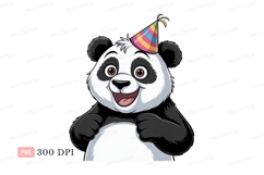 Happy panda wearing party hat bear animal Product Image 1