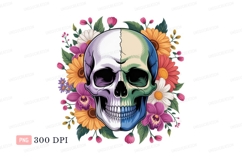 Skull flowers colorful floral nature Product Image 1