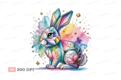 Geometric bunny watercolor splash rabbit Product Image 1