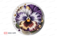 Purple white yellow pansy flower gold accents image Product Image 1