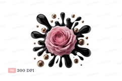 Pink rose black liquid gold spheres image Product Image 1