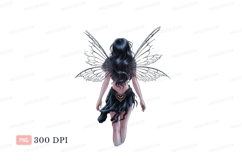 Dark fairy with black wings and dress image Product Image 1