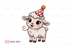 Cute lamb wearing party hat sheep animal Product Image 1