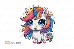 Cute unicorn with rainbow mane fantasy Product Image 1