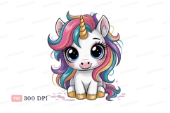 Cute unicorn with colorful mane fantasy magical Product Image 1