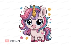 Cute unicorn with colorful mane and stars fantasy magical Product Image 1