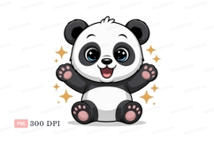 Cute panda with stars animal cartoon Product Image 1