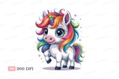 Cute unicorn with rainbow mane horn fantasy Product Image 1