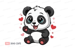 Cute panda waving with hearts animal bear Product Image 1