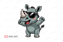 Cool rhino wearing sunglasses dancing cartoon Product Image 1