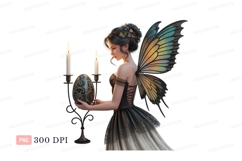 Fairy holding ornate egg near candles woman wings Product Image 1
