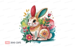 Decorated rabbit with flowers bunny floral Product Image 1