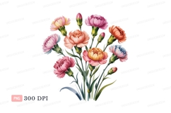 Pink orange yellow blue carnations bouquet flowers Product Image 1