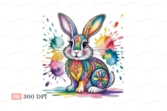 Colorful rabbit with paint splatters bunny Product Image 1