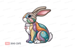 Colorful rabbit adorned with pearls and star animal Product Image 1