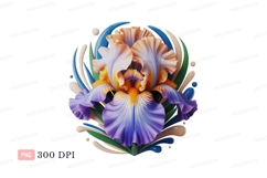 Vibrant iris flower with abstract elements purple orange Product Image 1