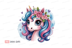 Cute unicorn with flowers and hearts horse fantasy Product Image 1