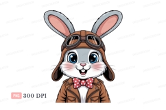 Adorable bunny aviator with goggles and jacket rabbit Product Image 1