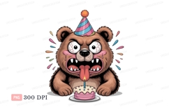 Angry bear party hat cake birthday Product Image 1