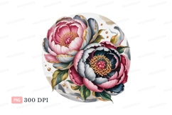 Pink blue gold floral art flower peony Product Image 1