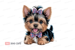 Adorable yorkshire terrier puppy wearing bows canine Product Image 1