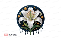 White lily with golden orbs flower Product Image 1