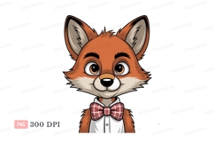 Cartoon fox wearing bowtie animal orange Product Image 1