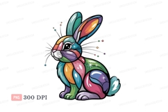 Colorful mosaic rabbit abstract Product Image 1