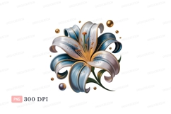 Blue white lily gold accents flower Product Image 1